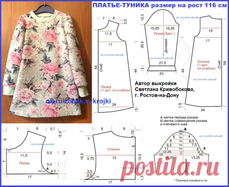 КАК СШИТЬ ПЛАТЬЕ ДЛЯ ДЕВОЧКИ (описание процесса пошива под фото)
#ШьемДетям
Выкройка на рост 116 см