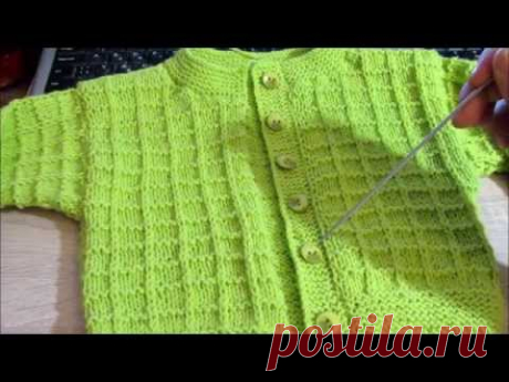 Простая кофточка для малыша спицами. Baby jacket knitting.