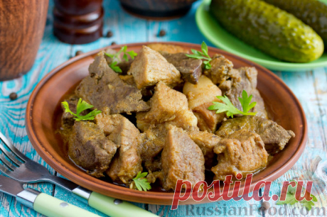 Рецепт: Смаженина из свинины с печенью на RussianFood.com