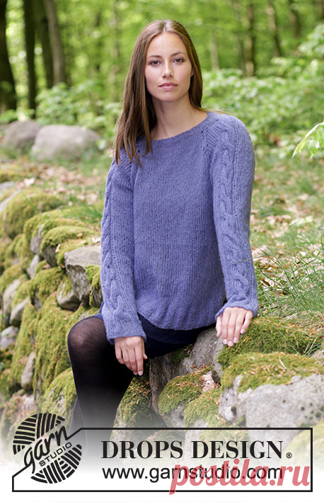 After the Rain / DROPS 181-19 - Free knitting patterns by DROPS Design Knitted jumper with raglan, vent in the sides and cables on sleeves, knitted top down. Size: S - XXXL
Piece is knitted in DROPS Brushed Alpaca Silk.