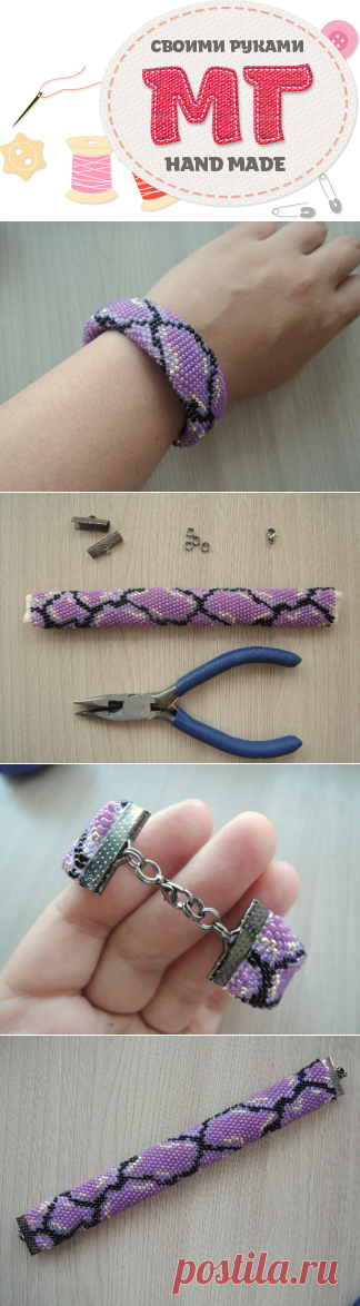Браслет жгут из бисера и оформление его концов