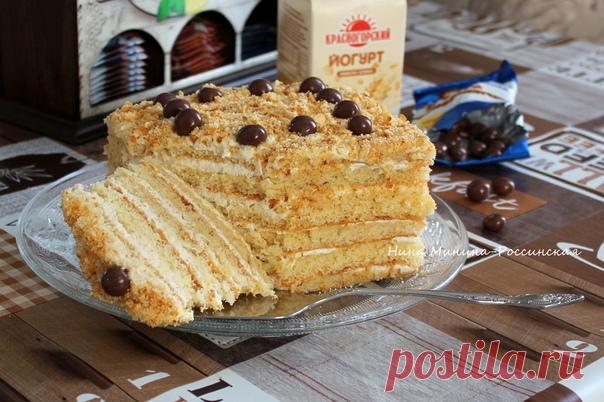 Торт «Молочная девочка» с йогуртовым кремом
автор Нина Минина-Россинская

Готовила по приятному поводу (на один февральский праздничек))
Торт «Молочная девочка» почему-то считается приторным и сладким, но я его готовлю как раз потому что он умеренно сладкий в сравнении с некоторыми другими тортами, которые и из бисквитов сладких, и их ещё пропитывают сладким сиропом и т.п.

Для теста:
сгущенное молоко - 270 г / 1 пакет
мука – 110-120 г
яйцо С1-С2 - 2 шт.
разрыхлитель – 10 ...