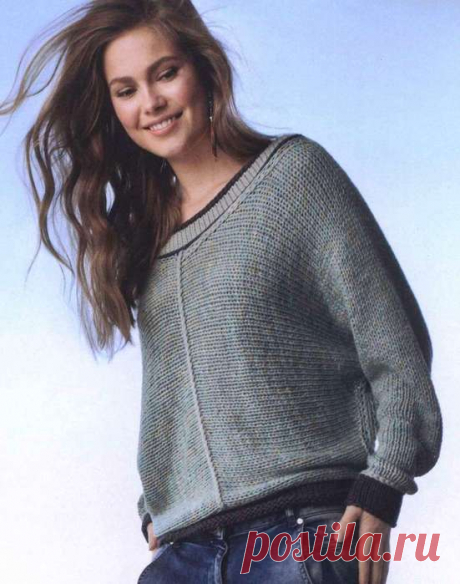 Поперечно вязаный пуловер