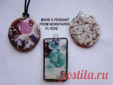 How to MAKE A ROUND PENDANT FROM NEWSPAPER FLYERS, recycle project, paper beads