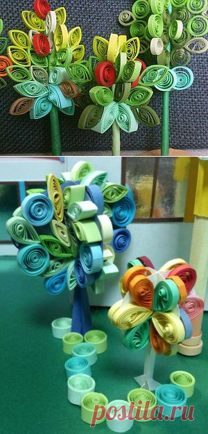 Объёмные деревья в технике квиллинга - Ярмарка Мастеров - ручная работа, handmade