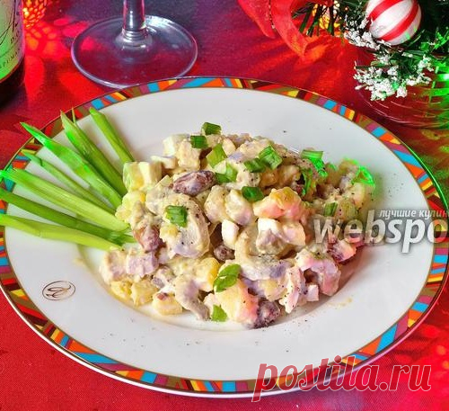 Зимний салат с грибами и фасолью