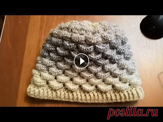 Шапка с эффектом 3D.Крючком. Шапка с эффектом 3D, использована пряжа ,, NAKO,, секционного крашения, в 100гр.-310м. Рисунок объемный, подойдет, как для взрослых, так и для детских...