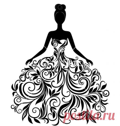 Silhouette of young woman in dress vector by svribalka - Image #1118491 - VectorStock