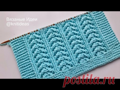 Красивый ажурный узор спицами для джемпера, кардигана, топа!