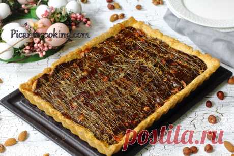 Ореховый мазурек с шоколадом и карамелью | Picantecooking