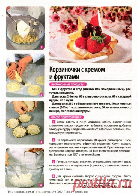 Корзиночки с кремом и фруктами