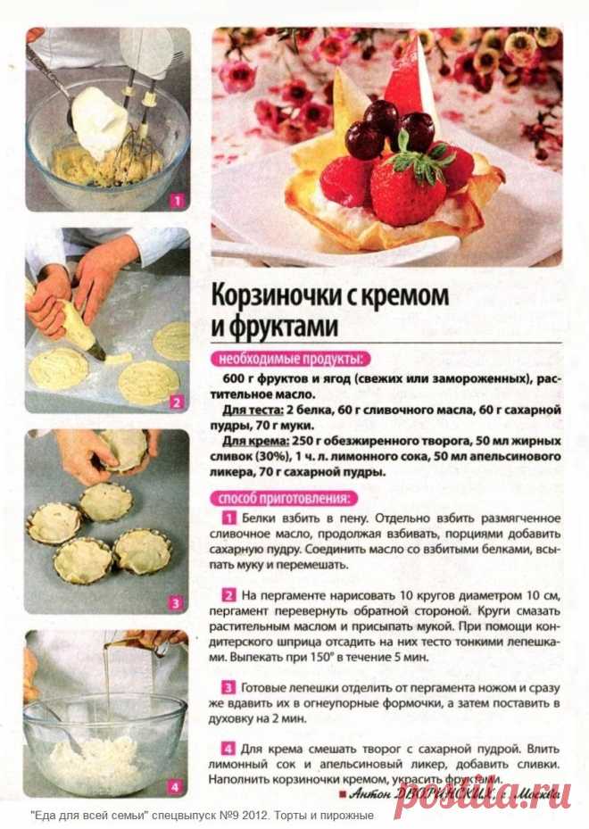 Корзиночки с кремом и фруктами