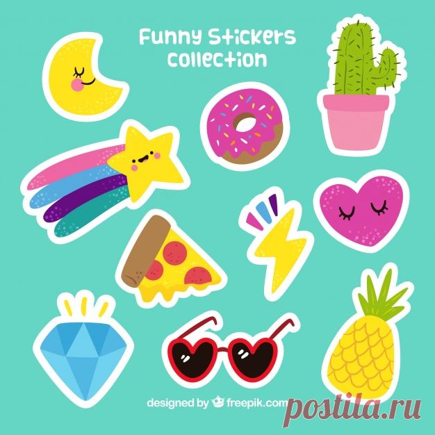 Красочный набор забавных наклеек Более миллиона свободных векторов, PSD, фотографии и бесплатные иконки. Эксклюзивные халявы и все графические ресурсы, которые необходимые для ваших проектов