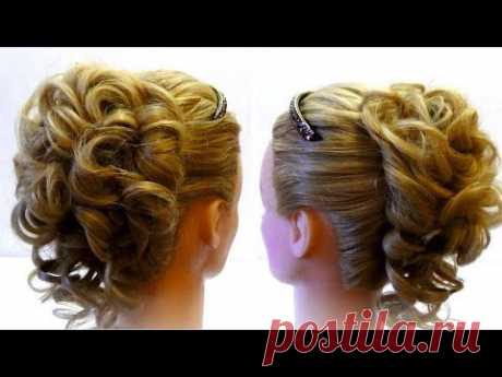 Свадебная прическа с ободком. Wedding hairstyle for long hair - YouTube