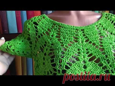 И снова кофточка от горловины с круглой кокеткой