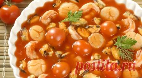 Морепродукты в томатной заливке, пошаговый рецепт с фото