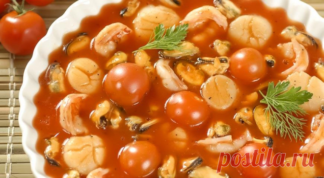 Морепродукты в томатной заливке, пошаговый рецепт с фото