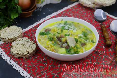 Рецепт: Сырный суп с капустой, фасолью и курицей на RussianFood.com