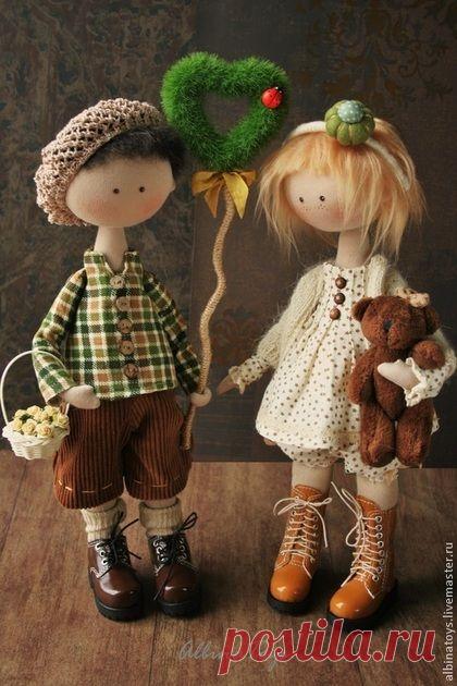 Купить Куклы. Текстильные куклы малыши Маня и Саша. - серый, кукла, кукла пара