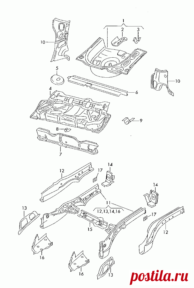 Пол багажника, лонжерон Skoda Roomster