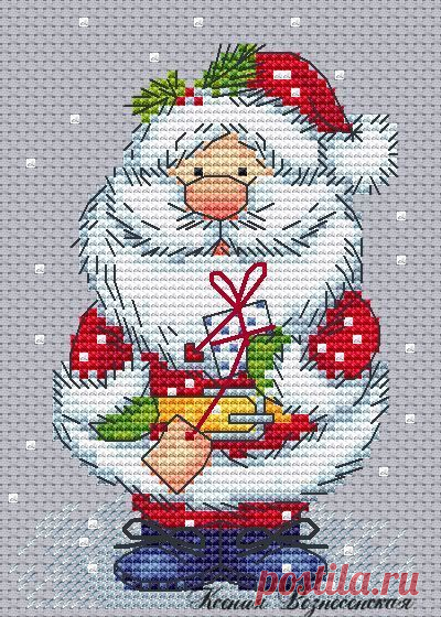 Очень симпатичный Санта 
Бесплатная схема Вознесенской Ксении https://www.stitch.su/voznesenskaya_ksenia/18149

#вышивка_крестом_праздники@crestikom