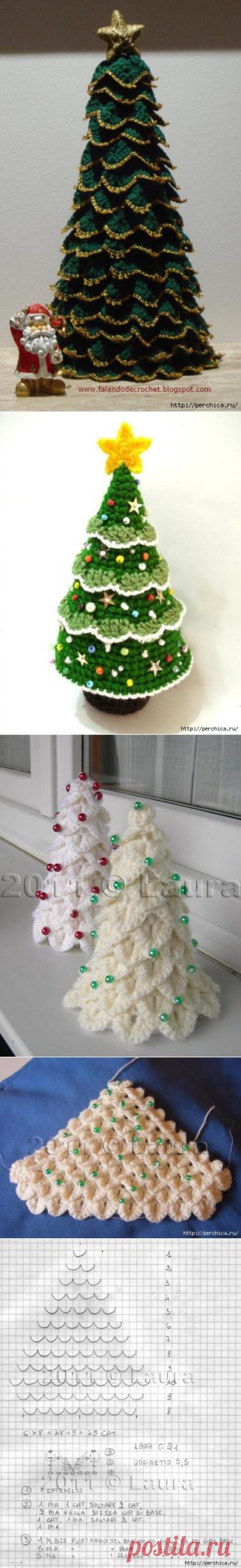 Красивые елочки, связанные крючком — Рукоделие