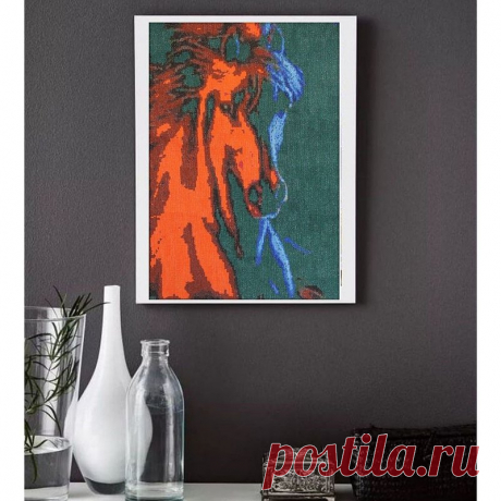 Horse portrait Wall Art, Finished Cross Stitch Farm Animal Art Print Gifts - Shop RomanovaCrossStitch Wall Décor - Pinkoi
