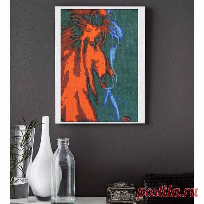 Horse portrait Wall Art, Finished Cross Stitch Farm Animal Art Print Gifts - Shop RomanovaCrossStitch Wall Décor - Pinkoi