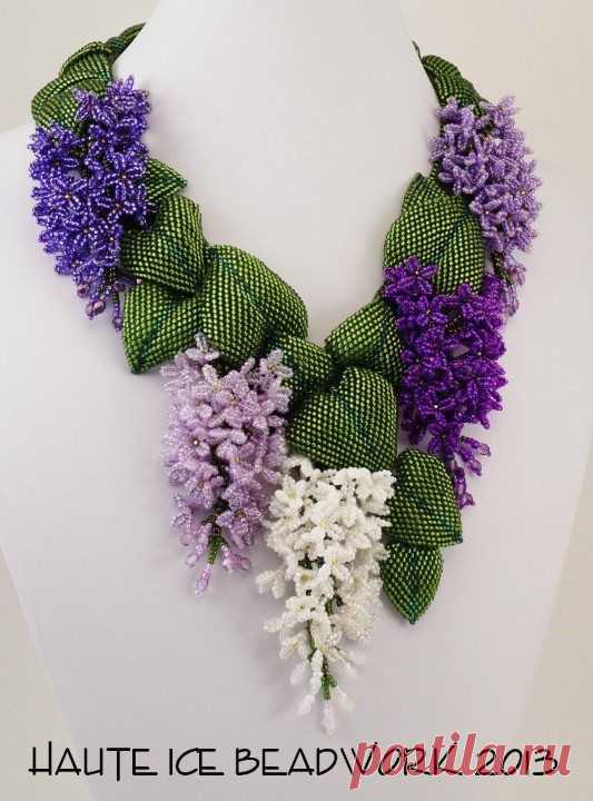 (332) Lilacs | Seed beads - Flowers & Leaves | Пикники, Сирень и Лед