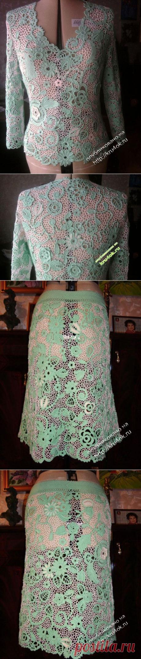 Кофта и юбка в технике ирландского кружева - вязание крючком на kru4ok.ru