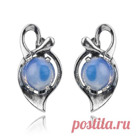 Серьги с лунным камнем (посеребрение), Magia di Natura (Арт.: 75608-1) купить по выгодной цене в Интернет-магазине Море блеска