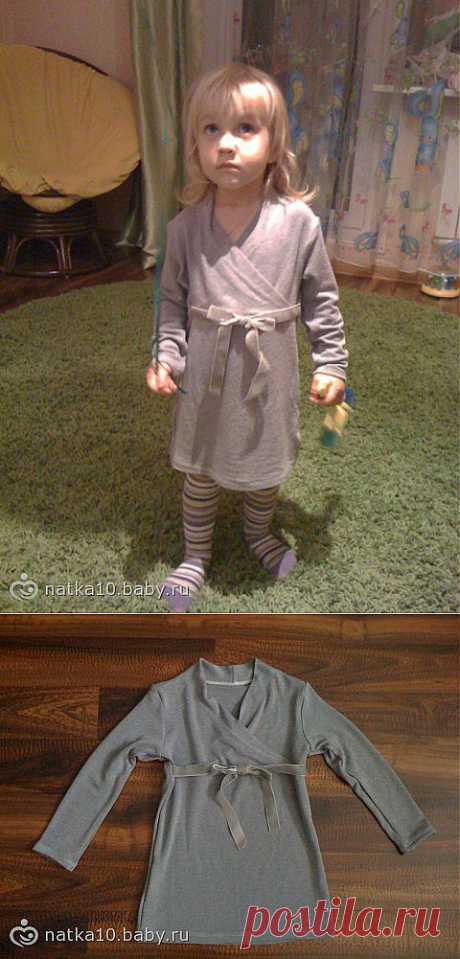 МК платье теплое с запАхом (серое) р-р 92-98 / выкройка платья с запахом