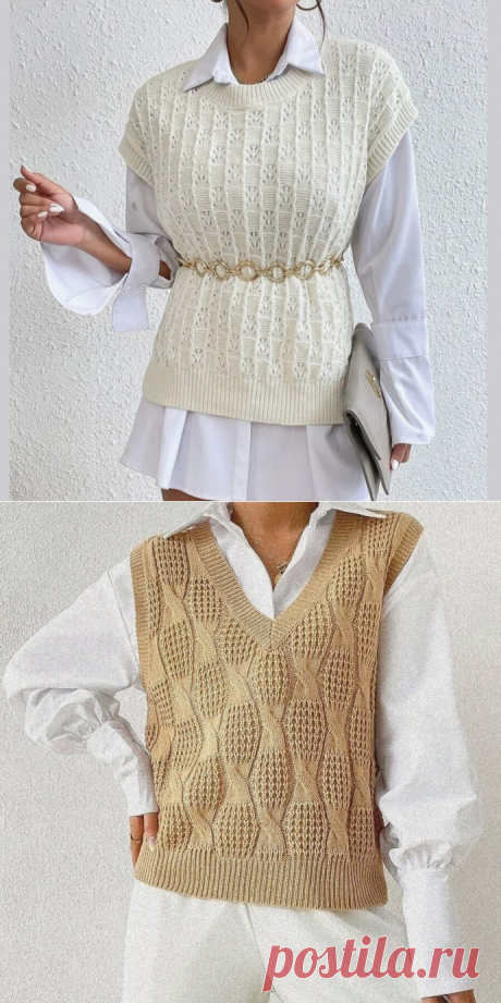 Две интересные безрукавки "Шейн" на спицах. Схемы узоров. / knittingideas.ru