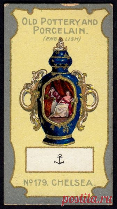 Cigarette Card - Chelsea Pottery Vase Lea's Cigarettes "Old Pottery & Porcelain, Fourth Series" (1912) #179 Chelsea Vase