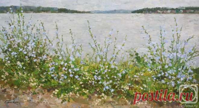 Цикорий на плотине. Картины художника. Еськов Павел Васильевич. Художники. Картины, картинная галерея, продажа картин