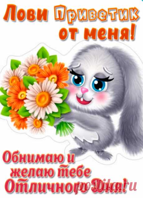Приветик от меня, желаю отличного дня! открытка привет от меня https://postila.ru/post/80827999