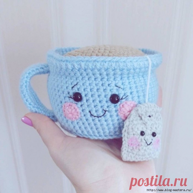 Вязаная чашечка с пакетиком чая (ИГОЛЬНИЦА) крючком