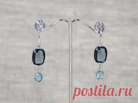 Серьги с голубыми кристаллами Swarovski