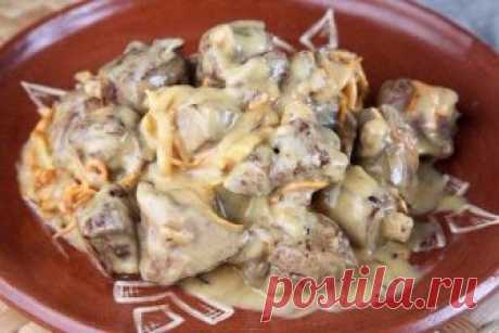 Как приготовить печень,тушёная в сырном соусе - рецепт, ингредиенты и фотографии