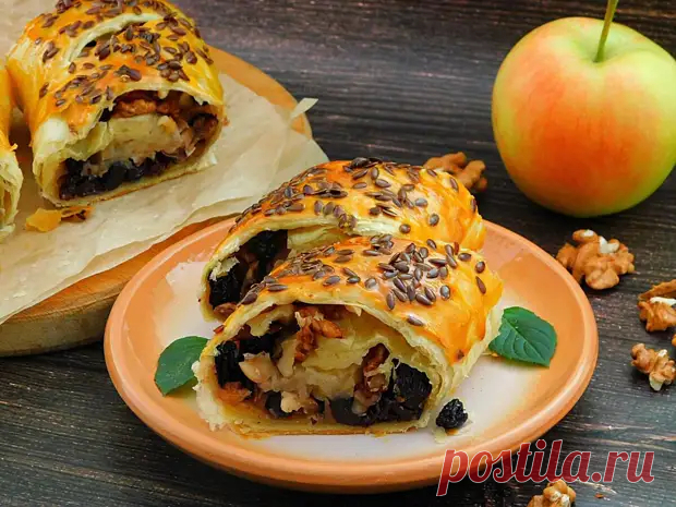 Немецкий штрудель с орехами и изюмом готовится без хлопот