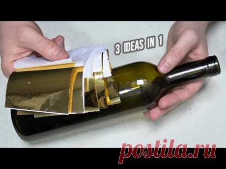 So beautiful! I took the bottle and these gold leaves, the result is awesome! 3 chic idea in 1 video