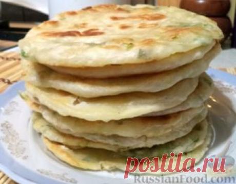Рецепт: Китайские слоеные лепешки с зеленым луком на RussianFood.com