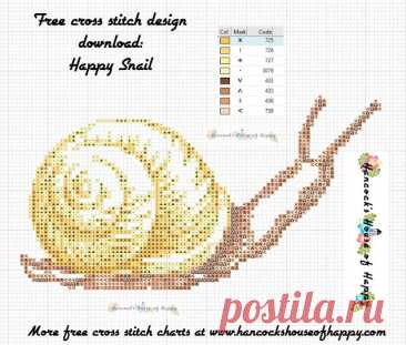 Realistic Snail Cross Stitch Pattern Free to Download