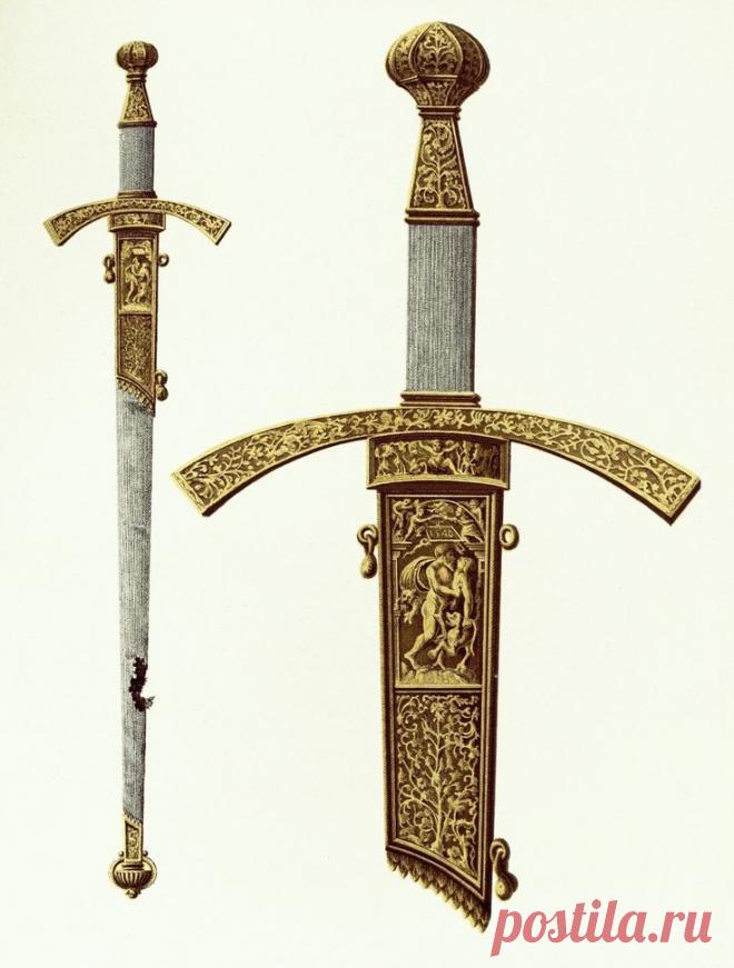 Рисунок меча Сигизмунда II Августа с изображением Геракла, побеждающего Лернейскую гидру, работы Мельхиора Байера и Петера Флетнера, 1540 год, Музей Скарбского собора им. Яна Павла II в Кракове