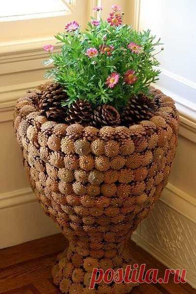 Необычная ваза из шишек :)
