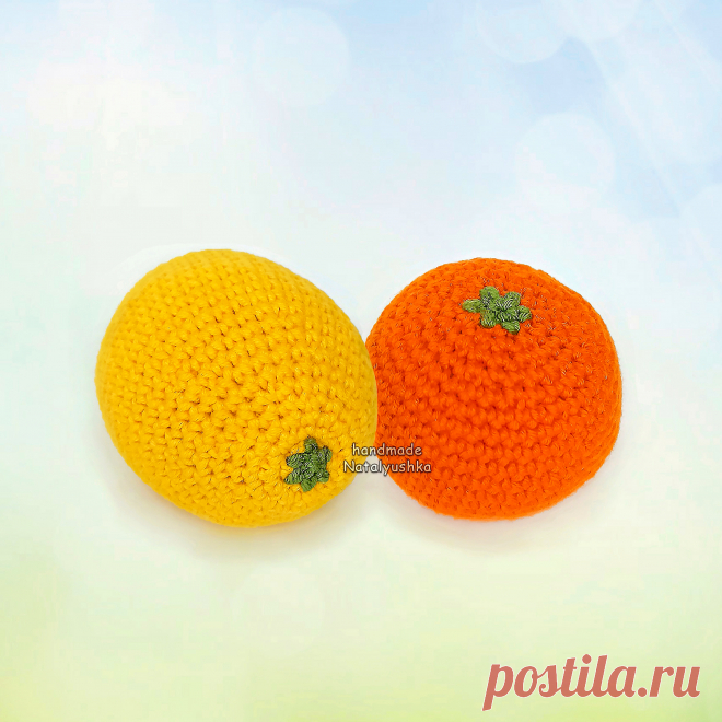 PDF Лимон и Мандарин крючком. FREE crochet pattern; Аmigurumi toy patterns. Амигуруми схемы и описания на русском. Вязаные игрушки и поделки своими руками #amimore - маленькие фрукты, лимончик, мандаринчик.