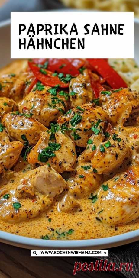 Ein Klassiker, der schnell zubereitet ist: saftiges Hähnchenfilet in einer würzigen Sahnesoße mit Paprika. Perfekt für ein gemütliches Abendessen.