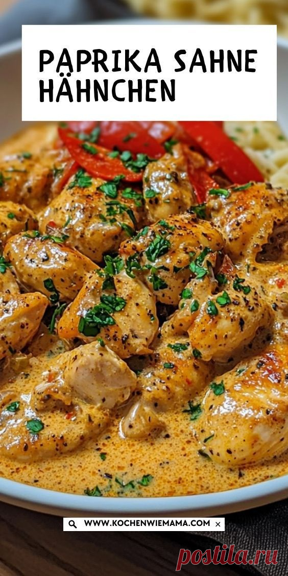 Ein Klassiker, der schnell zubereitet ist: saftiges Hähnchenfilet in einer würzigen Sahnesoße mit Paprika. Perfekt für ein gemütliches Abendessen.