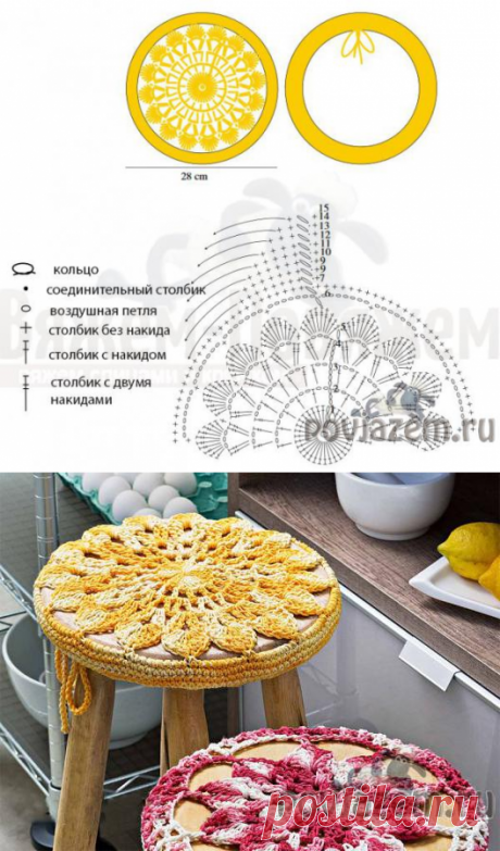 Цветочные сидушки крючком