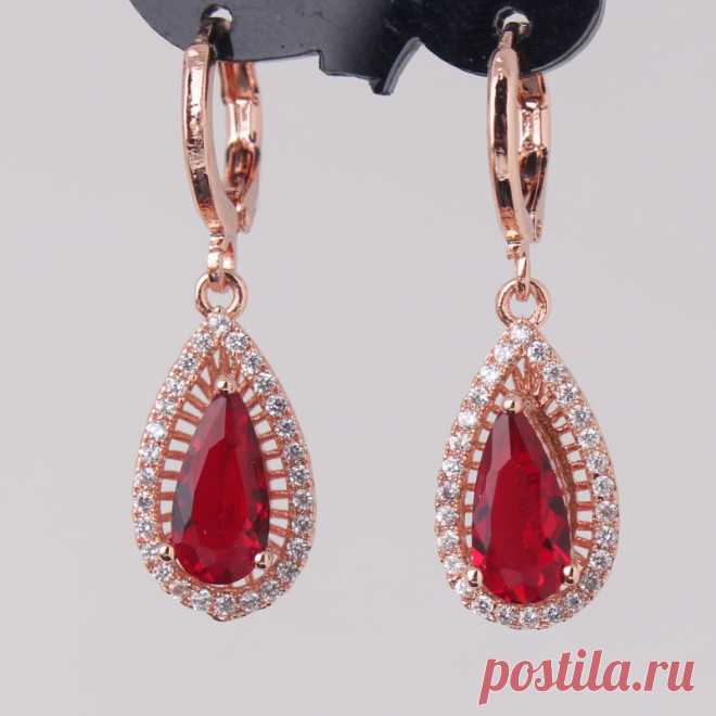 2017 Длинные Мотаться Серьги Новый Розовое Золото Красный цвет Шарм Падение Мотаться Серьги для Женщин E050d купить на AliExpress